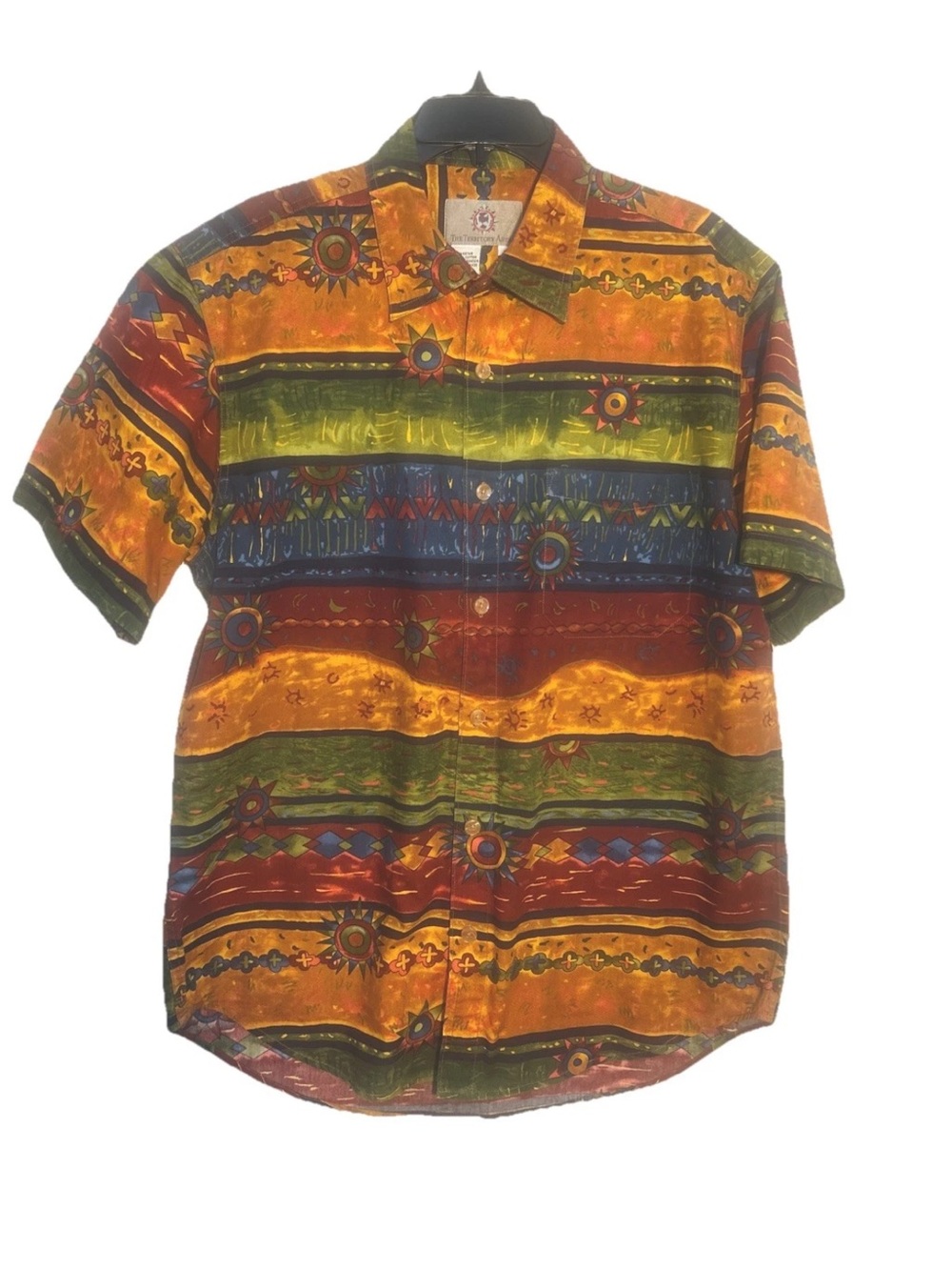 The Territory Ahead Multicolor Aztec Short-Sleeve Button-Down Shirt L
